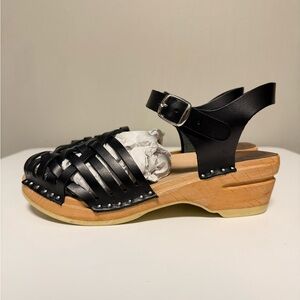 Troentorp Swedish Women's Anna Original Sole Clog Sandals Black Size EU 38 US 8
